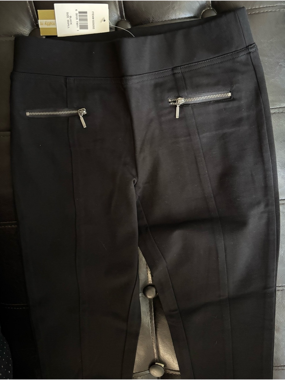 Matty M Black Ankle Slim Ponte Pants with Zip Pockets